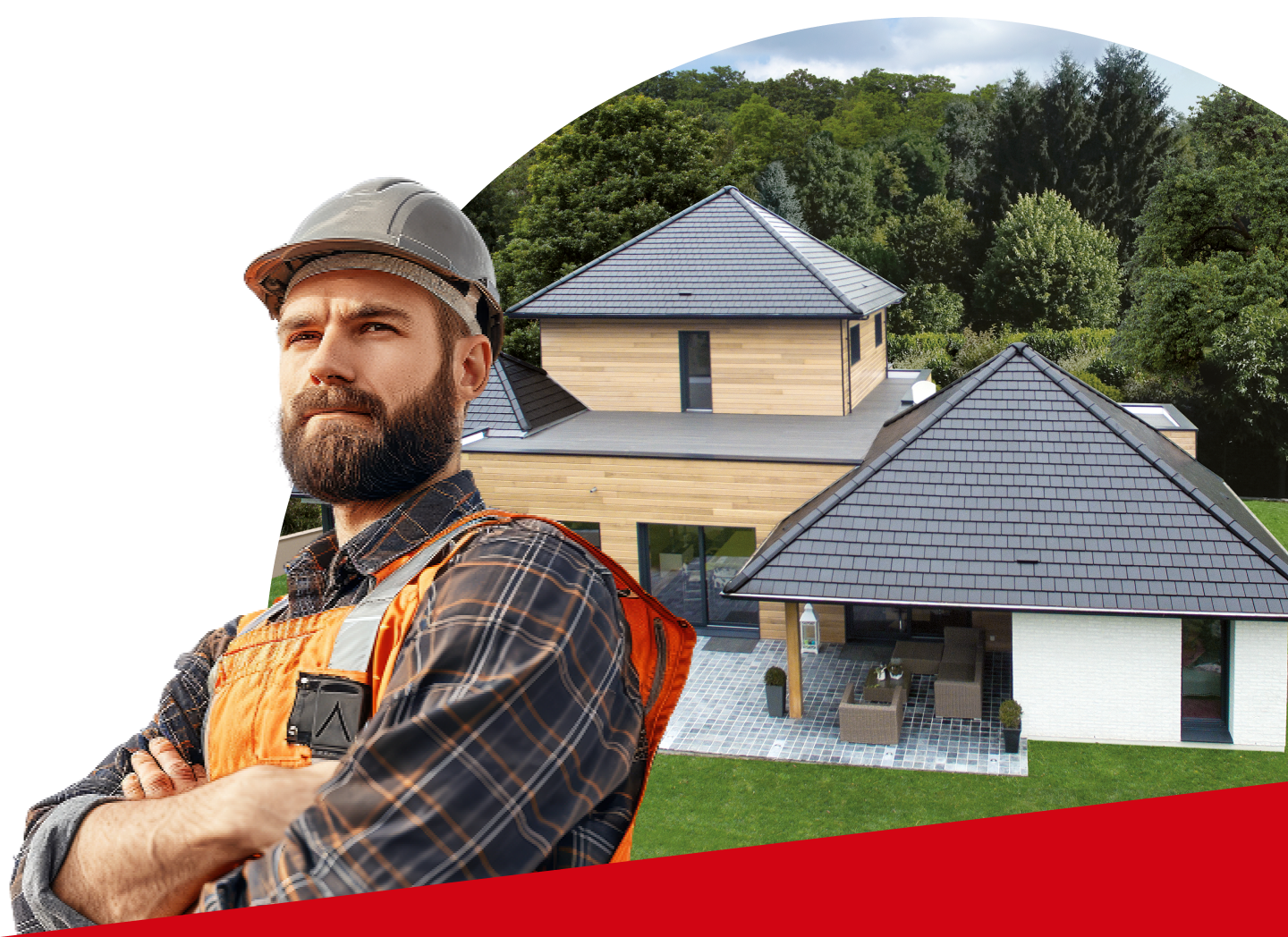 a man in front of a house